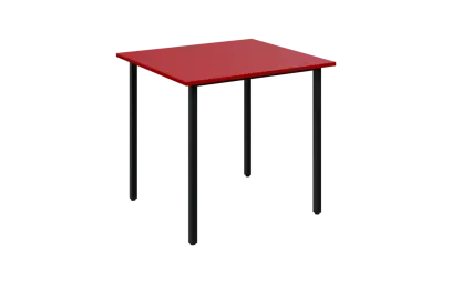 JSB 80N Jídelní stůl 800 x 800 mm, deska červená flamengo / podnož černá